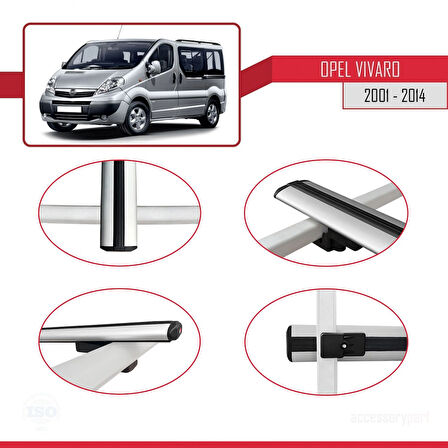 Opel Vivaro A 2001-2014 Arası ile Uyumlu BASIC Model Ara Atkı Tavan Barı Gri 2 Adet