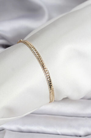 14K Gold Renk Kaplama Lazer Ezme Zincir Model CM Kadın Bileklik