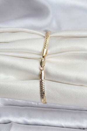 14K Gold Renk Kaplama Lazer Ezme Zincir Model CM Kadın Bileklik