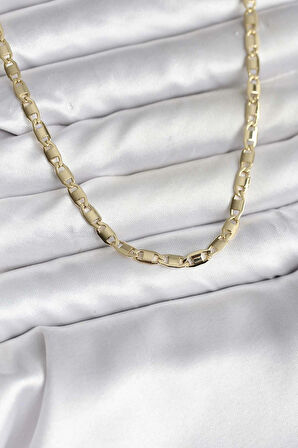 14K Gold Renk Kaplama Plaka Ezme Model Zincirli CM Kadın Kolye