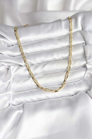 14K Gold Renk Kaplama Plaka Ezme Model Zincirli CM Kadın Kolye