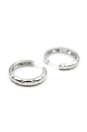 Taşlı Halka Küpe - Gümüş