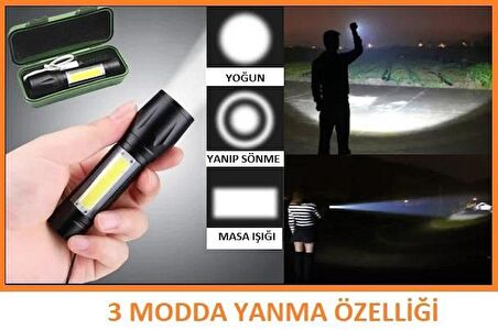 El Feneri Şarjlı KampŞarjlı Kamp Feneri  El Feneri Mini Boy  Ledli Fener Üç Fonksiyonlu Avcılık Fener Avcılık Feneri Mini Led Zoom Fener Üç Fonksiyon Fener