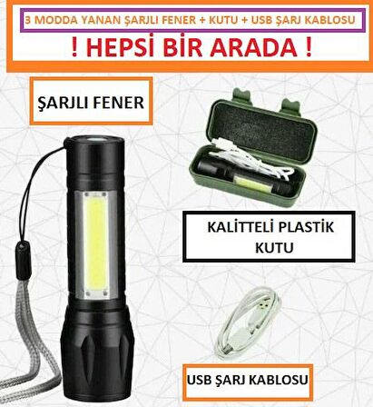 El Feneri Şarjlı KampŞarjlı Kamp Feneri  El Feneri Mini Boy  Ledli Fener Üç Fonksiyonlu Avcılık Fener Avcılık Feneri Mini Led Zoom Fener Üç Fonksiyon Fener