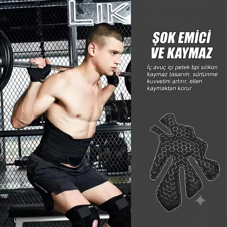Premium Seri Fileli Terletmeyen Yarım Parmak Fitness Pilates Avuç İçi Kaymaz Silikon Spor Eldiven