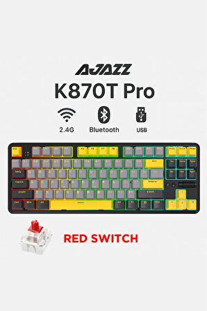 K870T Pro 3 Modlu Hot-Swap RGB, Mekanik Klavye - Siyah