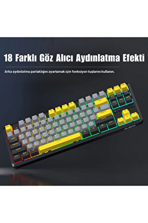K870T Pro 3 Modlu Hot-Swap RGB, Mekanik Klavye - Siyah