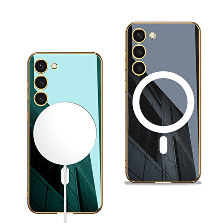 Smcase Samsung Galaxy S23 Plus Kılıf Wireless Şarj Özellikli Kent Lazer Kaplama Magsafe Silikon