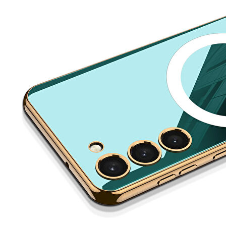 Smcase Samsung Galaxy S23 Plus Kılıf Wireless Şarj Özellikli Kent Lazer Kaplama Magsafe Silikon