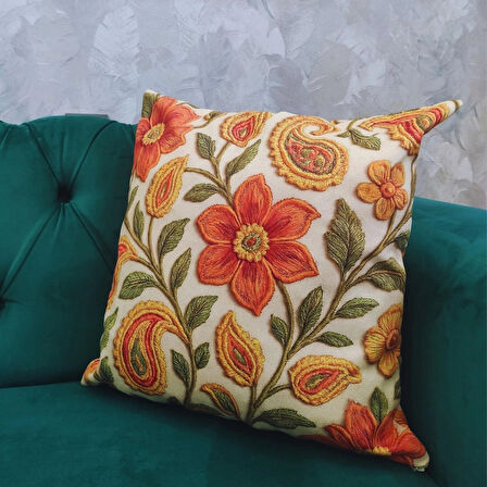 Ovua Çiçek Desenli 2 Adet 3D Digital Baskılı Kırlent KIlıfı Çift Taraflı 