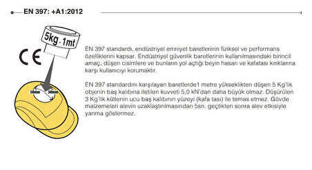Otomatik Ayarlı Baret Sarı Starline 1450-Al