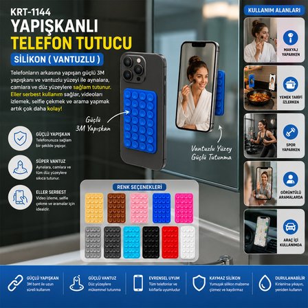 50 ADET YAPIŞKANLI TELEFON TUTUCU RENKLİ SİLİKON VANTUZLU (5566)