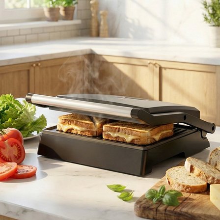 ELEKTRİKLİ TOST MAKİNESİ 4 DİLİM 180° AÇILIR ÜST GÖVDE = IZGARA KULLANIM 1000W SSM-2594 (5566)
