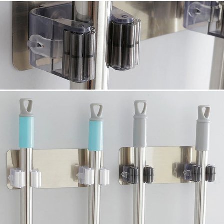 Pratik Organizer 4'lü Yapışkanlı Fırça Paspas Mop Fırça Sabitleyici Ergonomik Alet Aparatı (5566)