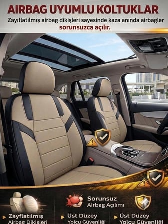 Monza Bej Siyah Serisi Toyota Corolla Koltuk Kılıfı TAM SET