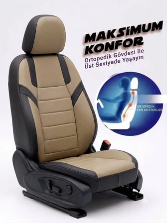 Monza Bej Siyah Serisi Toyota Corolla Koltuk Kılıfı TAM SET
