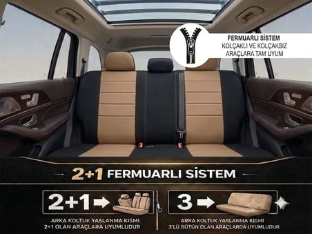 Veloce Bej Siyah Serisi Hyundai Accent İle Uyumlu Koltuk Kılıfı Tam Set