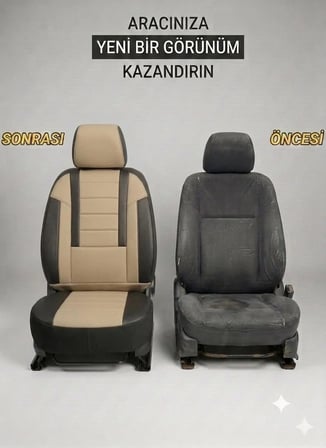 Veloce Bej Siyah Serisi Hyundai Accent İle Uyumlu Koltuk Kılıfı Tam Set