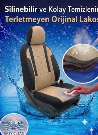 Veloce Bej Siyah Serisi Renault Megane 4 Sedan İle Uyumlu Koltuk Kılıfı Tam Set