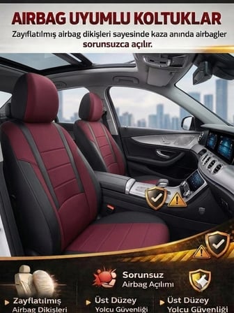 Veloce Bordo Serisi Geely Echo İle Uyumlu Koltuk Kılıfı Tam Set