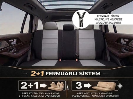 Veloce Gri Serisi Nissan Qashqai İle Uyumlu Koltuk Kılıfı Tam Set