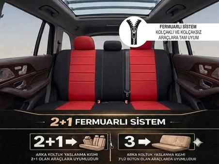 Veloce Kırmızı Serisi Volkswagen T-Roc İle Uyumlu Koltuk Kılıfı Tam Set
