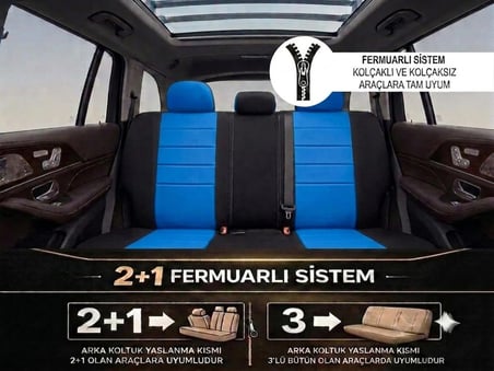 Veloce Mavi Serisi Audi A4 Sedan İle Uyumlu Koltuk Kılıfı Tam Set