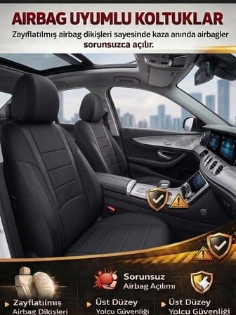 Veloce Siyah Serisi Ford Kuga İle Uyumlu Koltuk Kılıfı Tam Set