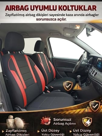 Veloce Siyah Kırmızı Serisi Lada Samara İle Uyumlu Koltuk Kılıfı Tam Set