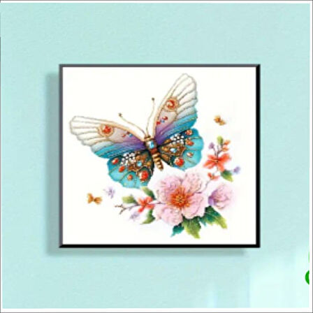 KELEBEKLİ ÇİÇEK NAKIŞ SETİ ,HOBİ SETİ, ÇOCUKLARLA ETKİNLİK SETİ