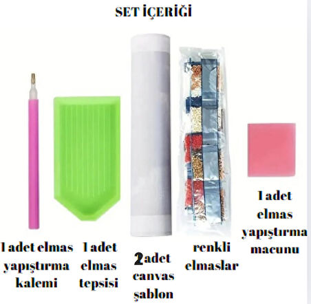 KELEBEK VE KUTUP AYISI 2Lİ ELMAS BOYAMA SETİ 18*18 cm ELMAS YAPŞTIRMA, ÇOCUKLARA ETKİNLİK, AKTİVİTE
