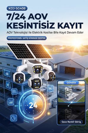 5 Kameralı 4G/E-SIM Destekli 18X Zoom PTZ Güneş Enerjili Profesyonel Dış Mekân Güvenlik Kamerası 25G