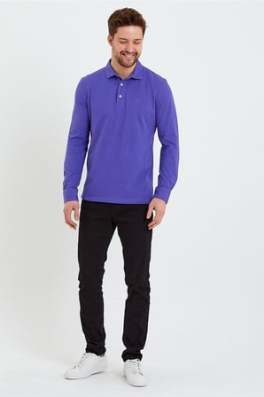 Erkek Polo Yaka Comfort Uzun Kollu Basic Tişört
