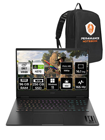 HP OMEN 16 i7 14700HX 96GB RAM 256GB SSD RTX4070/8GB 165Hz 16.1'' FHD W11H Gaming Laptop & PER4 ÇANTA