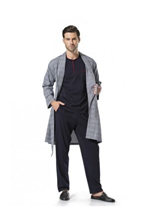 Erkek Lacivert 5 Parca Damat Çeyiz Pijama Takimi