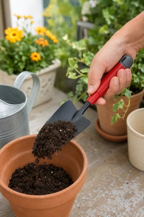 Bahçe Küreği Hobi Bahçesi El Küreği 30 cm Geniş Ağızlı Plastik Saplı Saksı ve Toprak Küreği