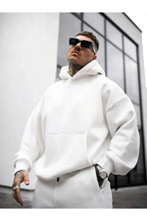 Erkek Beyaz Ny Life  Baskılı Sweatshirt