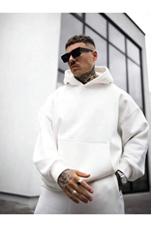 Erkek Beyaz Ny Life  Baskılı Sweatshirt