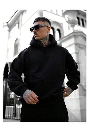 Erkek Siyah Ny Life  Baskılı Sweatshirt