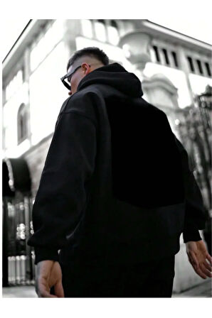 Erkek Siyah Oversize  New York Baskılı Sweatshirt