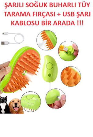 Buharlı Kedi Köpek Fırçası Şarjlı Soğuk Buhar Tüy Tarağı Tüy Toplama Tarama Fırça Tarak