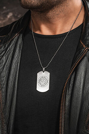 Solomark Steel Hz. Süleyman Mühürlü Erkek Çelik Kolye Top Zincir Kararmaz 2 mm