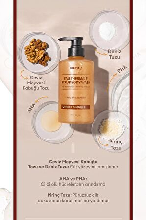Nemlendirici ve Arındırıcı Tanecikli Vücut Yıkama Jeli Kundal Scrub Body Wash 500ml (Violet Muguet)