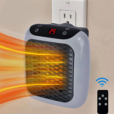 Karavan İçin Taşınabilir 220 Volt Fişe Takılan 800 Watt Fanlı Mini Elektrikli Isıtıcı, Kumandalı