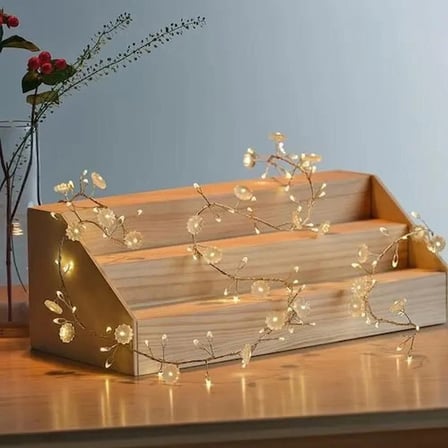 IKEA STRÅLA aydınlatma zinciri , çiçek-beyaz, 2.2 m, pilli 