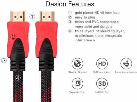 HDMİ Kablosu 20 Metre LCD Laptop 4K FHD Ara Bağlantı Erkek-Erkek TV Kablo Ps3 Ps4 Xbox 