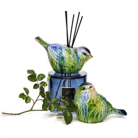 Kendi Kokunu Seç-Bird Collection Mavi Cam Çubuklu Difüzör (Esanssız)