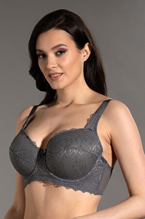 Kadın Gri Dolgusuz D Cup Sütyen
