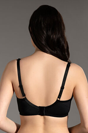 Kadın Siyah Dantelli Dolgusuz D Cup Sütyen