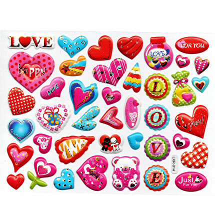 Sticker Kabartmalı Stiker Defter, Planlayıcı Etiket (lxr014) 18x14 cm- Kalp